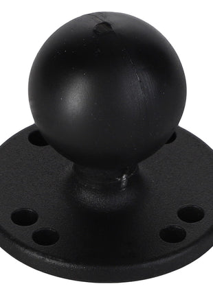 AGCO's Ram® Round Plate With Ball - Acw4948590 is a black round ball mounted on a circular base featuring four evenly spaced holes.