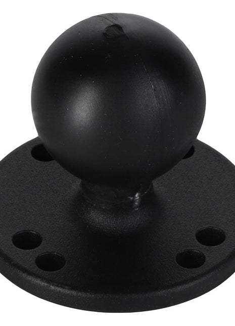 AGCO's Ram® Round Plate With Ball - Acw4948590 is a black round ball mounted on a circular base featuring four evenly spaced holes.