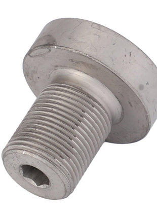 A close-up image of the AGCO Adjustment Screw - F916501120070, featuring a partially threaded shaft and a large flat head, measuring 39.88mm in length.