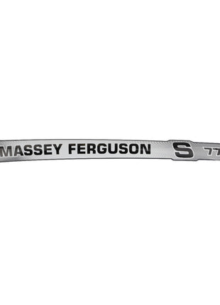 A curved vehicle decal displaying "MASSEY FERGUSON S 7722" with a silver and black color scheme, known as the AGCO | Decal - Acw3587360 from the brand AGCO. No current product description information is available for further details.