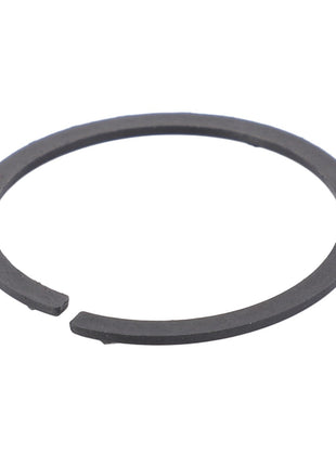 The AGCO Spacer Ring - F119200710180 from the reputable brand AGCO is crafted from dark grey metal and features an open-ended snap ring design, ideal for securing the position of components on a shaft or in a bore.