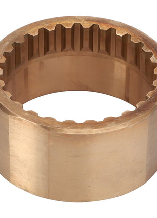 A bronze-colored cylindrical gear coupling with internal teeth, branded as AGCO | Bronze Bush - La322068150. Unfortunately, no current product description information is available.