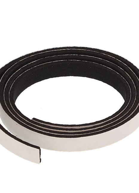 No product description provided for AGCO | INSULATION - AG607312, a coiled strip of black magnetic tape with a white adhesive backing, by AGCO.