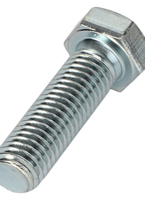 A close-up image of a sturdy AGCO | SCREW - AL5002104 hex head bolt with a threaded shaft, meticulously crafted from durable metal by AGCO.