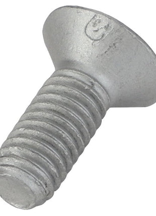 Close-up of an AGCO | Screw - La14441331 featuring a silver finish, flat slotted head, and threaded body, oriented with the head on top and the threaded end at the bottom. This AGCO screw currently has no detailed product description available.