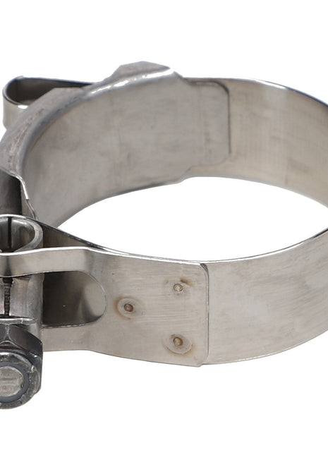 The AGCO | HOSE CLAMP - AG561214, a stainless steel T-bolt hose clamp with a bolt and nut adjustment mechanism, renowned for its durability, is the perfect essential component for all your application equipment parts needs. Ensure you get the best performance with AGCO Genuine Parts.