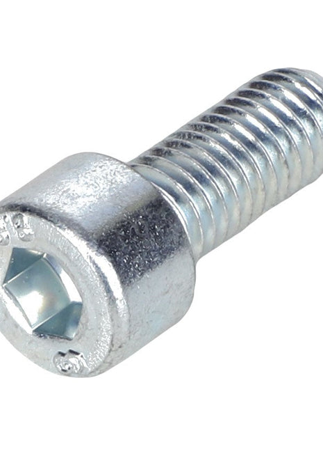 Introducing the AGCO | SCREW - AL5004061, a silver metal hex socket head cap screw featuring a threaded body and cylindrical head. This screw includes a hexagonal recess at the top; however, detailed product descriptions are currently not available.