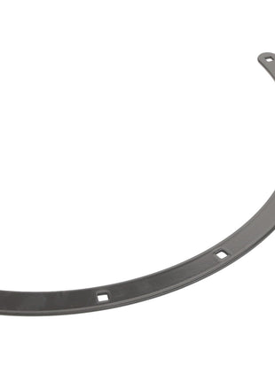 A curved metal strip branded as AGCO Clamp - Acw1921730 features evenly spaced square holes along its length, but lacks specific information on its intended use.