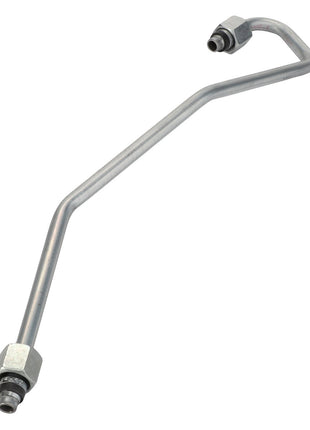 The AGCO Pipe - Acw2210260 is a curved metal pipe with threaded ends, essential for use in hydraulic or fuel systems. No additional product description information is currently available.