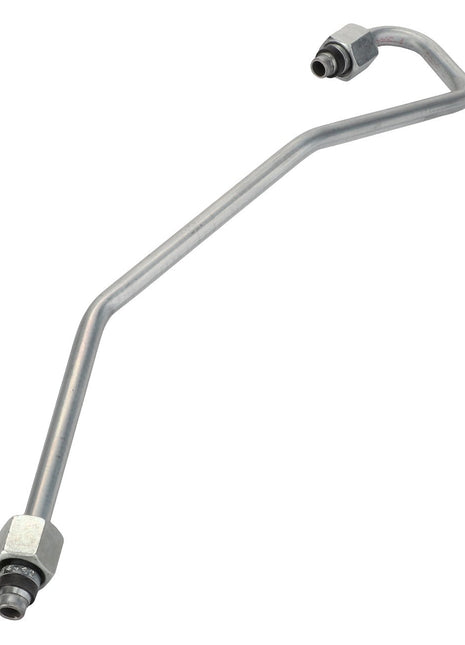 The AGCO Pipe - Acw2210260 is a curved metal pipe with threaded ends, essential for use in hydraulic or fuel systems. No additional product description information is currently available.