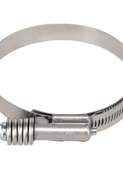 The AGCO | HOSE CLAMP - CH8T-4985, offered by AGCO, is a metal hose clamp featuring a screw mechanism designed for securing hoses. The clamp is open and can be adjusted to the desired size. No additional product description information is available at this time.