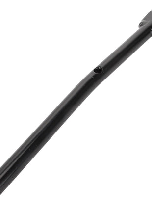 A sleek black metal rod from AGCO, model Acp0424690, with a slightly curved shape, featuring a circular hole at one end and a small protrusion along its length.
