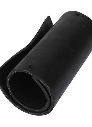 A black rubber AGCO | CLEANOUT DOOR - ACP0000770 sheet partially rolled into a cylindrical shape, with the left edge slightly unrolled. For any questions before ordering, please contact our support team.