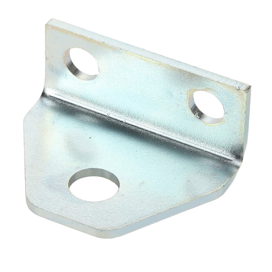 No current product description information available for the AGCO Bracket - Acw2042320, a metal L-shaped bracket with three circular mounting holes: two on the vertical section and one on the horizontal section.