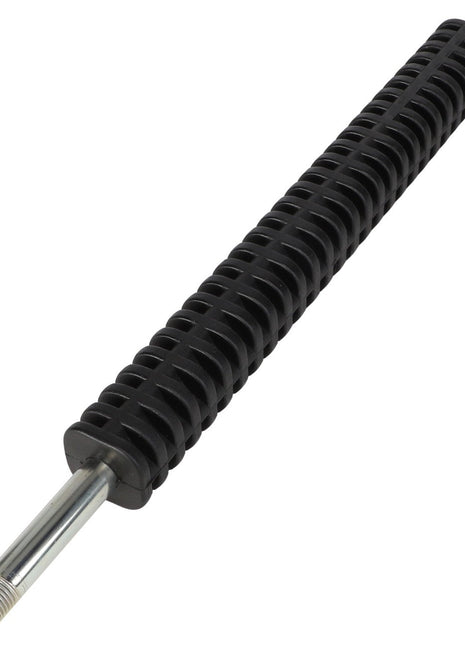 An image of the AGCO WAND TUBE - AG610652, a black cylindrical metal object with a ribbed surface and a threaded end. No current product description information is available.