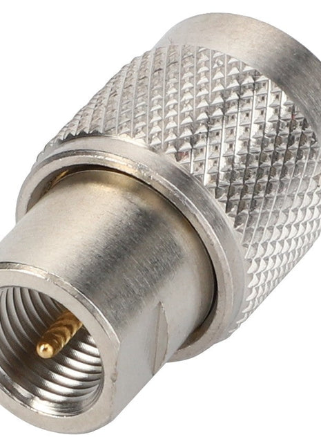 A close-up of the AGCO ADAPTER - D44900731 metal coaxial cable connector, featuring a knurled grip and central pin.