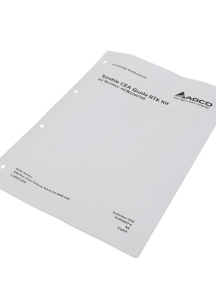 A white instruction manual titled "AGCO | Instructions - Acw2260710" with three punched holes is placed on a pristine white background. The AGCO logo is prominently visible in the top right corner.