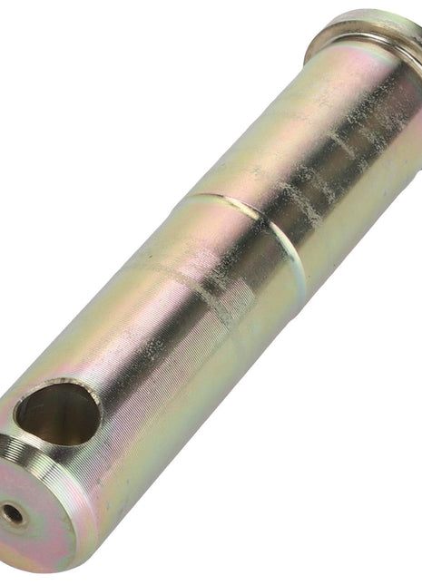 The AGCO PIN - V30198700 is a metallic cylindrical component featuring a hole near one end, commonly utilized in industrial or mechanical settings. Further product description information is currently unavailable.