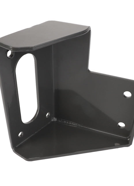 Product: AGCO | Bracket, Right Hand - Acp0289910
Description: A black, L-shaped metal bracket with three holes for mounting.