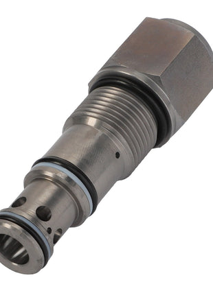 The AGCO Pressure Compensator - Acw7787160 is a hexagonal hydraulic valve cartridge equipped with O-rings and features a threaded body. Currently, no additional product description information is available.