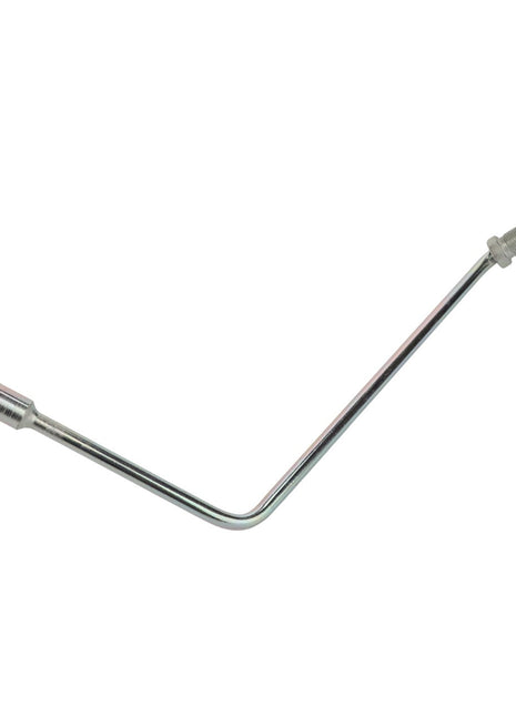 Introducing the AGCO Pipe - Acp0666480 by AGCO: This metal pipe features a unique bent structure with a ball-shaped end on one side and an open end with a nozzle on the other.