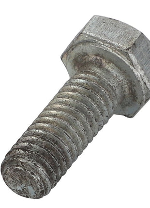 No current product description available, but what you see here is an AGCO Bolt - Acp0326970, a hex-head bolt with a partially threaded shaft, showing signs of rust.