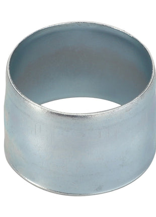 A close-up view of the AGCO | SLEEVE - 0.009.6101.0, which features a metal ring-shaped design with a slightly tapered section. The surface of this AGCO product appears smooth and slightly reflective. For any product questions, feel free to contact support.