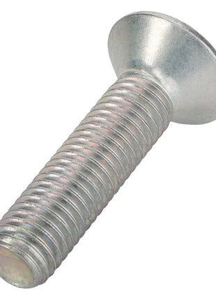 The AGCO | SCREW METRIC - D40605600, a metallic screw featuring a flat, countersunk head and threaded shaft, is displayed against a plain white background.