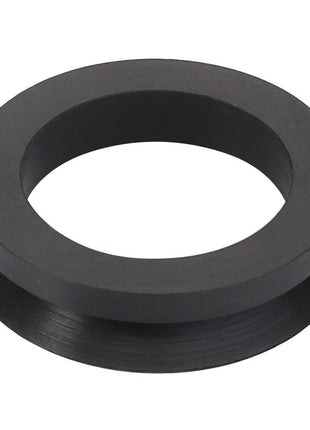 A black rubber grooved ring with a circular shape and a hollow center, branded as AGCO | GROOVED RING - F931150071130.