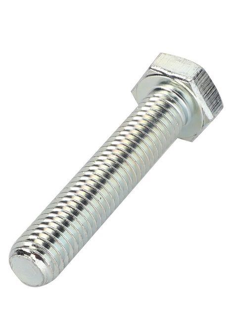 A gleaming silver AGCO Hex Cap Screw - Va020269 with a threaded shaft, set against a pristine white background.