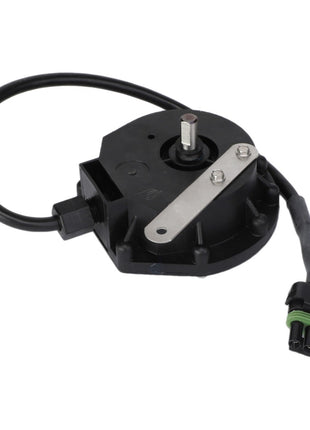 The AGCO | ENCODER - AG334542 is a sleek black circular electronic component featuring an attached cable and connector, perfect for your tech needs.
