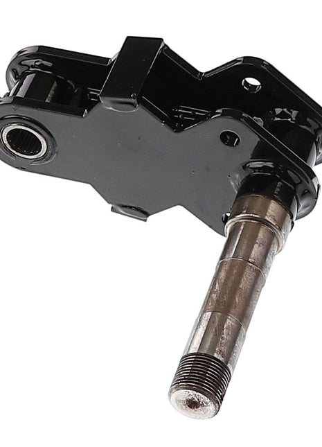 Close-up of the AGCO Pivot Arm (AG332165) in black metal, showcasing a cylindrical attachment and a threaded end.