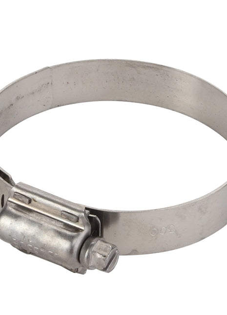 The AGCO Hose Clamp Wormdrive - AG523919 features an adjustable screw mechanism that delivers strong radial clamping force. Perfect for use in a variety of applications, including AGCO Hose systems and pipe clamps.