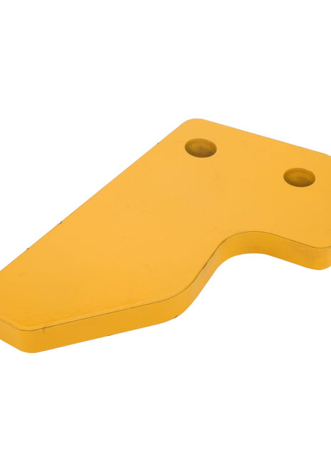 AGCO's Hook - Acx2699740: A yellow metal object with an irregular shape, featuring two holes on one end.