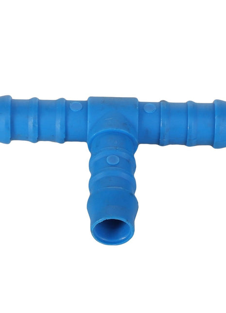 A durable blue plastic AGCO T-PIECE (model AL5027977) hose connector with barbed ends.
