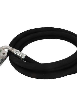 A durable, coiled black hydraulic hose with robust metallic connectors on each end from AGCO, specifically the Hose - Acp0370100.