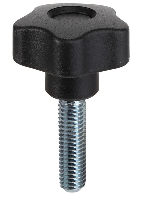 AGCO Knob - Acw1397560, a black plastic star knob featuring a threaded metal bolt, shown against a white background. No current product description information is available.