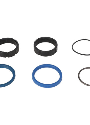 AGCO's Kit, Joint - Fel151389, featuring a variety of rubber and metal seals, meticulously arranged in two rows on a pristine white background.