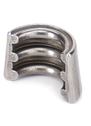 A compact, metallic AGCO valve spring key (model F205200210020) featuring a three-loop design with a semi-circular shape and ridged inner edges.