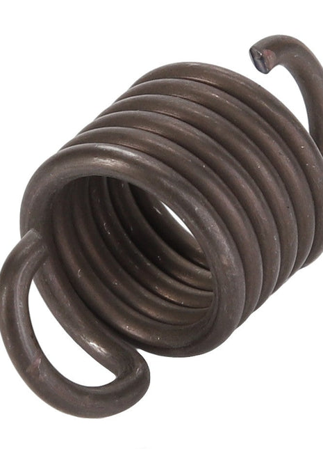 A metallic coil spring, the AGCO | SPRING - D46100753 by AGCO, featuring hooks on both ends is displayed against a plain white background. No current product description information available.