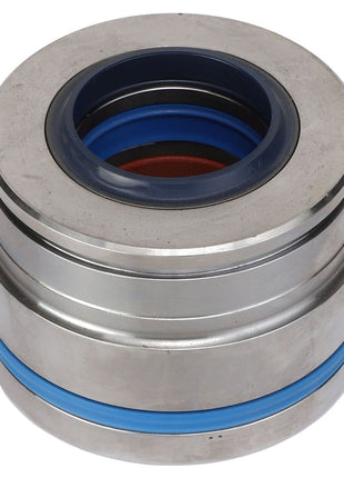 The AGCO | BEARING - AL12708011 is a cylindrical metal mechanical seal, combining blue and red rubber components to prevent leakage, and is commonly utilized in machinery applications. No current product description information is available.