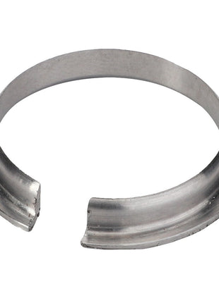 AGCO | Centering Ring - F016400010150: A metallic circular ring with a gap, showing a break in its structure. No current product description available for this AGCO product.