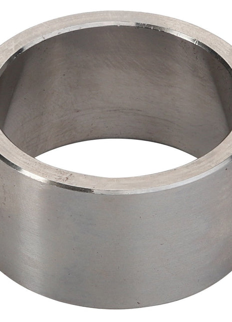 A cylindrical metal ring with a smooth surface and an open center, identified as the AGCO | SPACER - D46140005 by the brand AGCO, is shown from a slight angle. Currently, no detailed product description information is available.