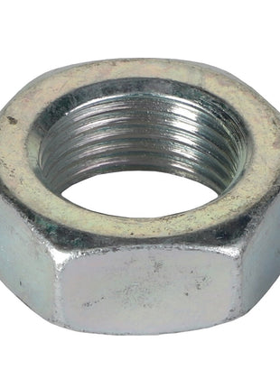 A close-up image of the AGCO HEX JAM NUT - ACP0413080, featuring internal threading perfect for securing bolts tightly. For more details or inquiries, please contact our support team.