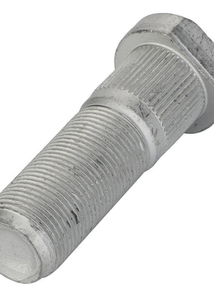 The AGCO | Wheel Stud - Acw1260130, a meticulously crafted silver threaded metal bolt with a hexagonal head, is often utilized in high-performance machinery and intricate vehicle components.