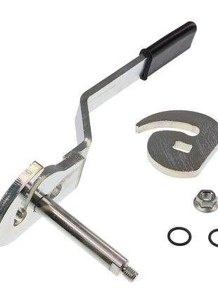 The AGCO | LEVER - AL5045418 is a robust timing tool kit featuring various components, including a precision lever, a hook-shaped piece, a durable nut, and two reliable O-rings.
