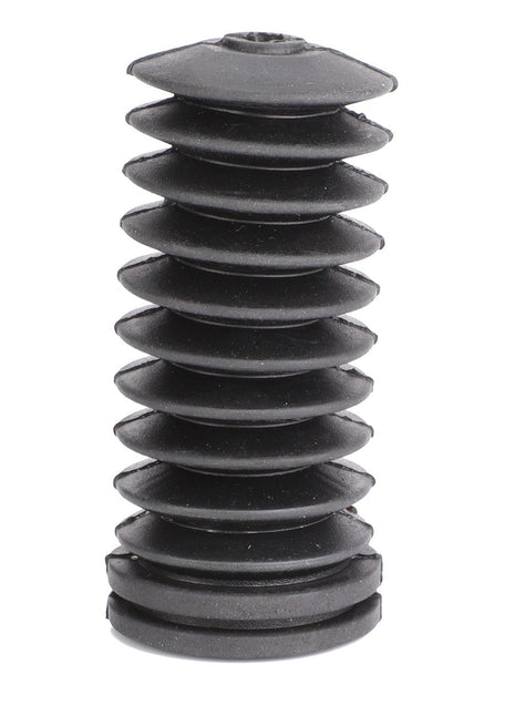 A black, accordion-style rubber dust cover with multiple ridges, identified as the AGCO Rubber Shield - V30203010, stands upright against a white background. No current product description information is available for this item.