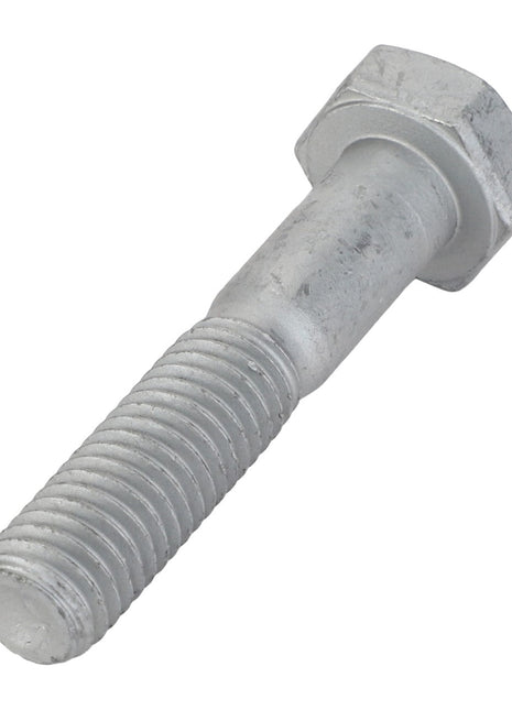 A close-up image of the AGCO | Hexagonal Head Bolt - Acp0702430 reveals its threaded shaft and hexagonal head, set against a stark white background.