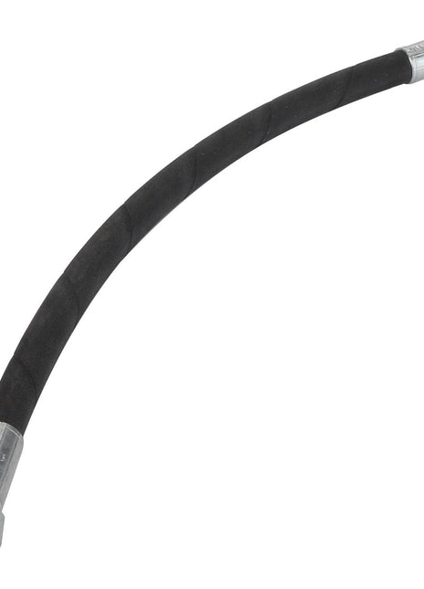 AGCO Hydraulic Hose - Acw1693110: A flexible, curved black hose with metal fittings on both ends. No current product description information is available.