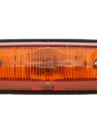 Close-up of an AGCO | INDICATOR LAMP - D45077600, featuring an orange, rectangular vehicle side marker light with two visible screws on either side, encased in a black border. No current product description information is available.